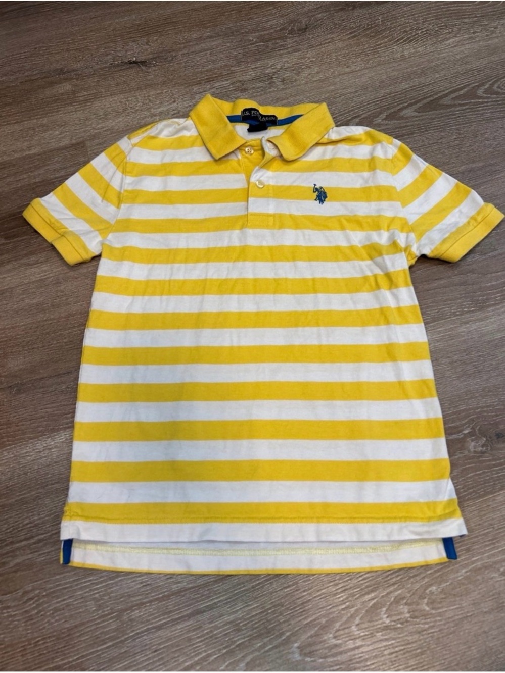 U.S. Polo Assn. Yellow and White Striped Polo Shirt
